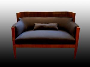 Two-seater sofa with schwarzlot decoration